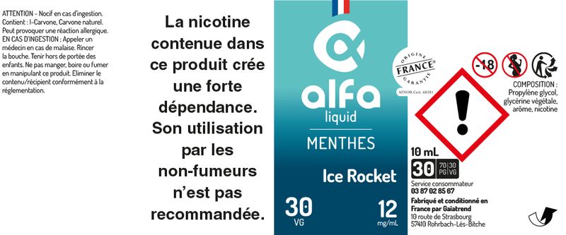 étiquette Ice Rocket Alfaliquid